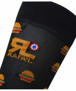 RAFA'L Chaussettes Hautes Rafal Funny Burger Carbone 43/46 -accessoires de vélo Ventes chaussette burger 1 big